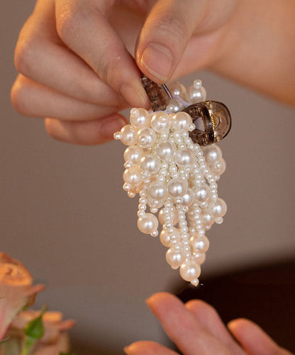 White Acrylic Alloy Pearl Tassel Hairpin