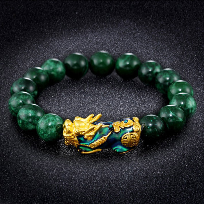 Buddha Stones Fengshui Pixiu Jade Protection Bracelet
