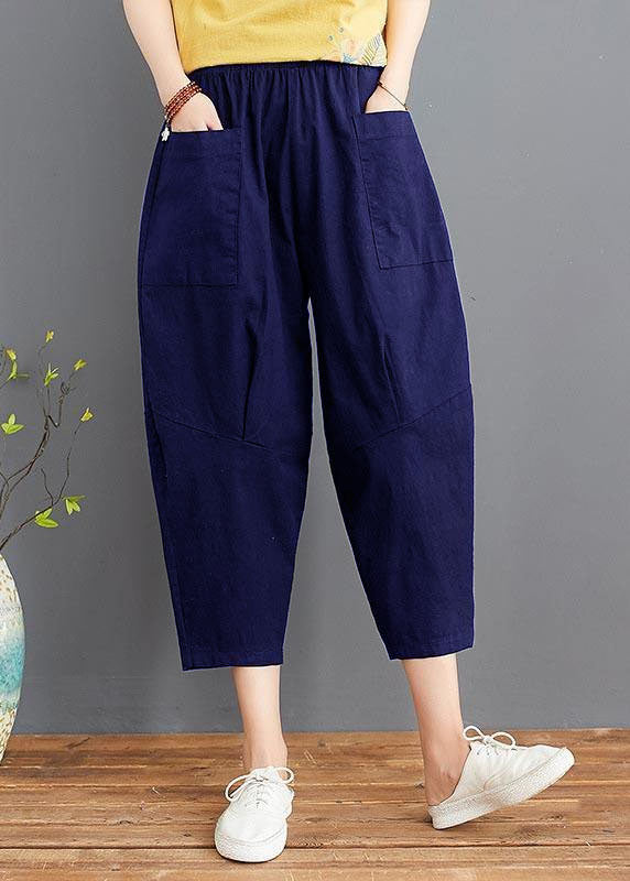 Fine Green Elastic Waist Jeans Harem Pants Summer Cotton