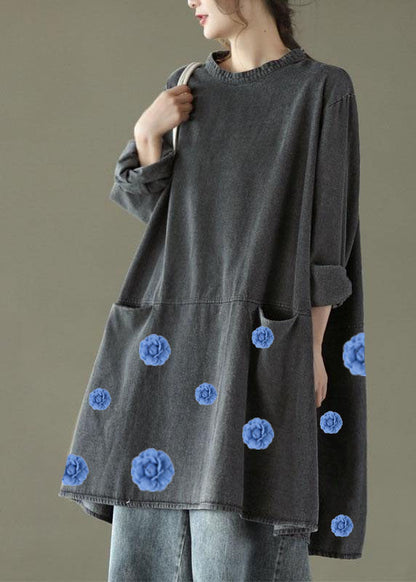 Black Grey-blue flower/ Removed