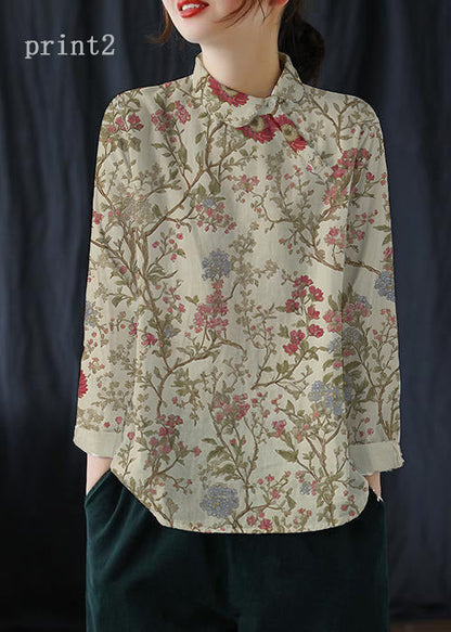 Chic White flower Clothes Lapel Button Down Spring Blouses