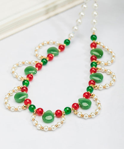 Multicolor Copper Alloy Pearl Beading Pendant Necklace