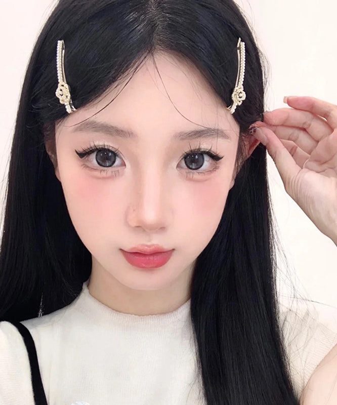 Art Gold Sterling Silver Alloy Zircon Pearl Hairpin