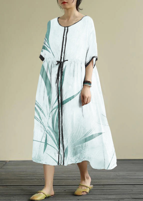Diy Chiffon Long Shirts O Neck Drawstring Robe Summer Dresses