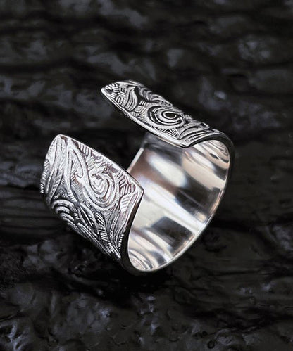 Retro Silk Sterling Silver Inlay Jade Rings