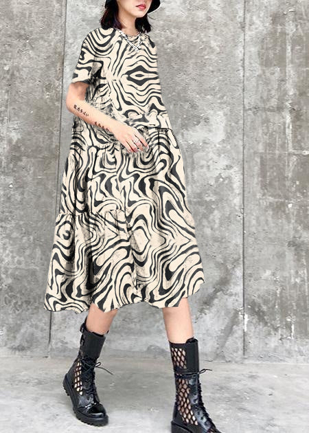 O Neck Cinched Cotton Summer Clothes for Shape Black Dress