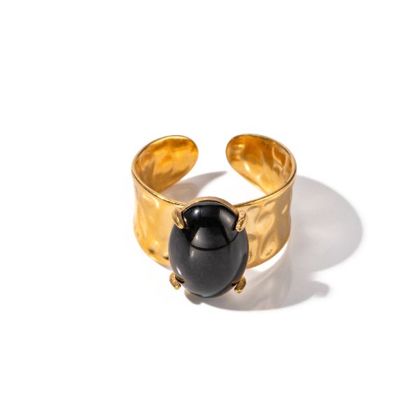 Natural Black Obsidian Noble Fine Rings