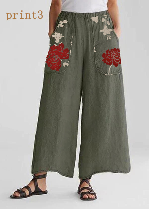 Cotton Linen Loose Wide Leg Pants Tea Green-print3