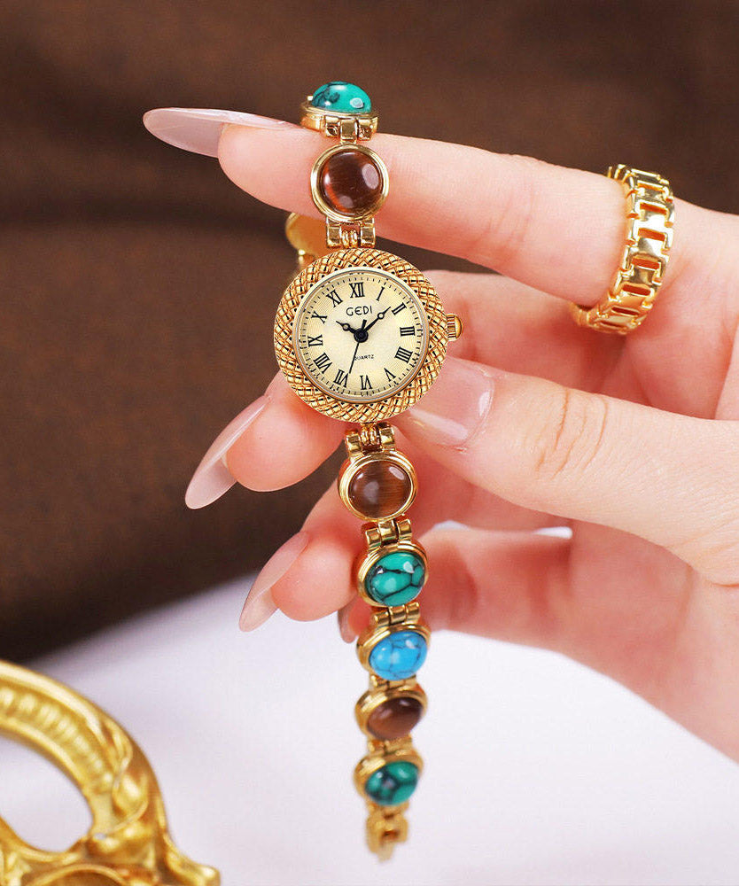 Novelty Green Alloy Cat's Eye Quartz Movement Chain Watches