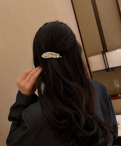 Gold Alloy Pearl Zircon Feather Duck Mouth Hairpin