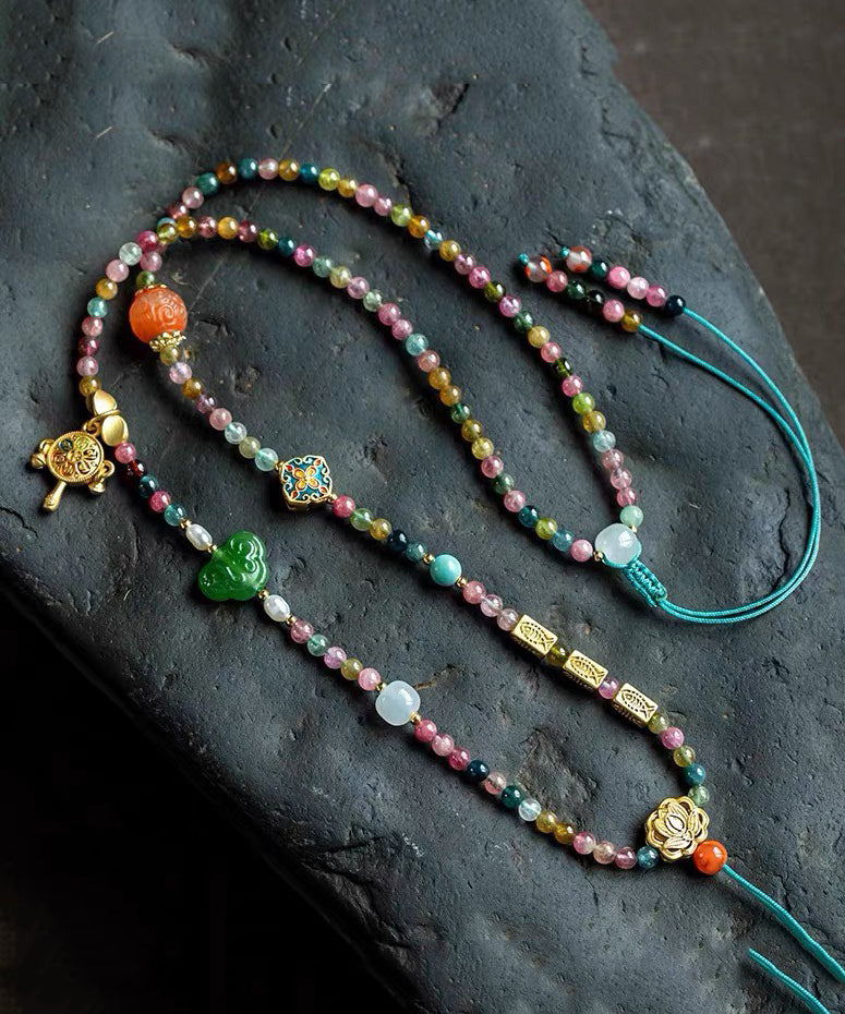 Rainbow Beading Sweater Tassel Gratuated Bead Necklace