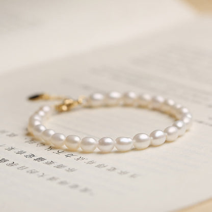 Buddha Stones 14k Gold Plated Natural Pearl Crystal Shell Charm Bead Bracelet