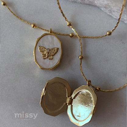 Butterfly Locket Pendant Necklace