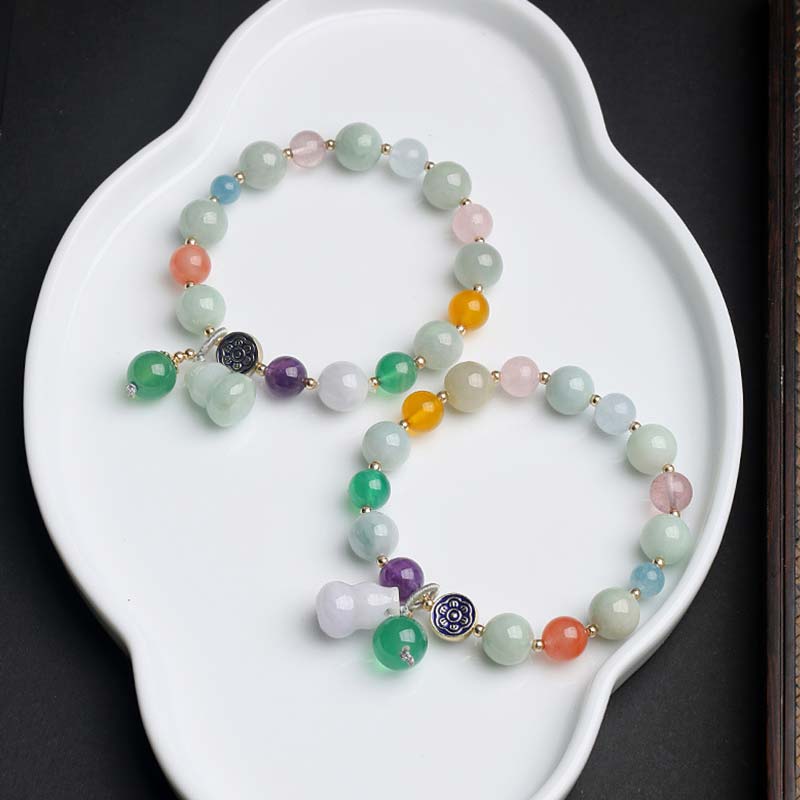10mm Jade Lucky Bracelet With Pink Crystal for Prosperity
