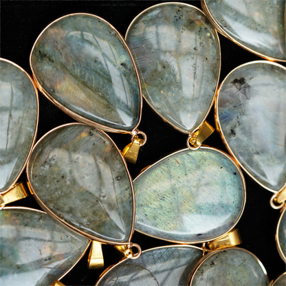 35mm Mixed Crystal Teardrop Pendant With Gold or Silver Trim