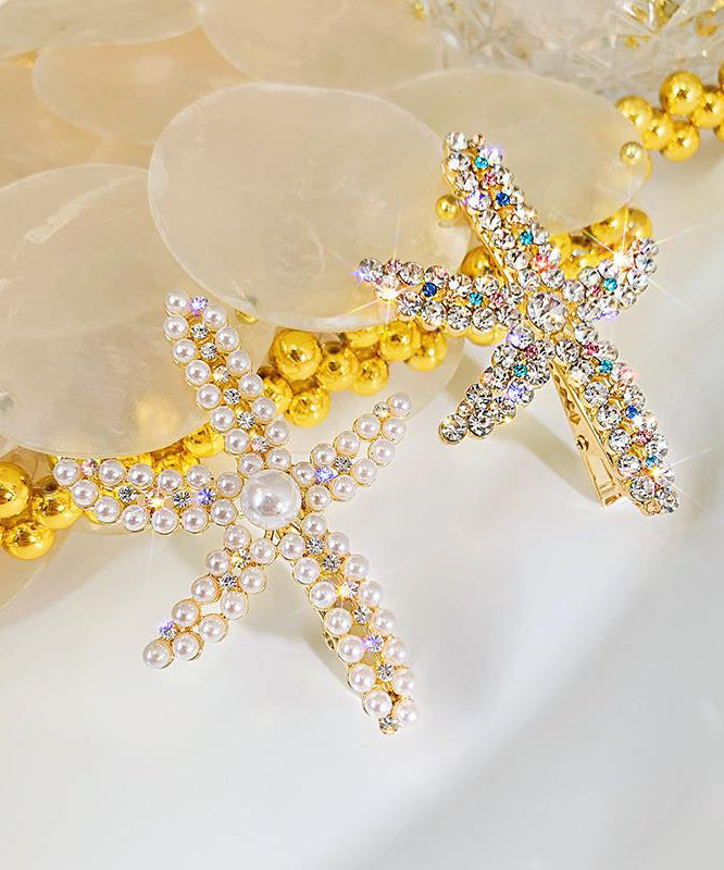 Alloy Zircon Pearl Starfish Two-piece Set Hairpin