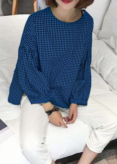 French Yellow Plaid Cotton Fine Sewing Asymmetric Clothing Blouse