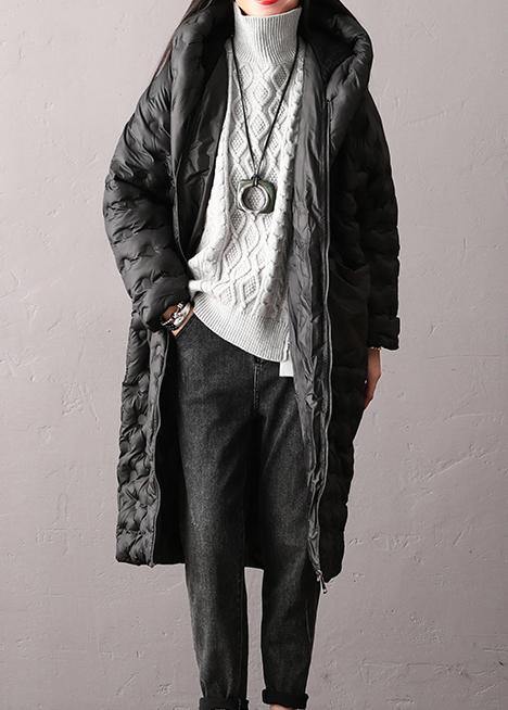 Warm Winter Coats Black Hooded Zippered Parkas for