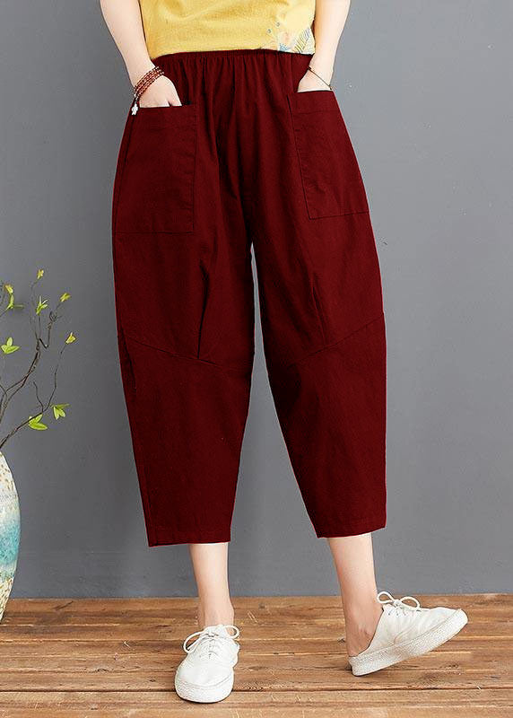 Fine Green Elastic Waist Jeans Harem Pants Summer Cotton