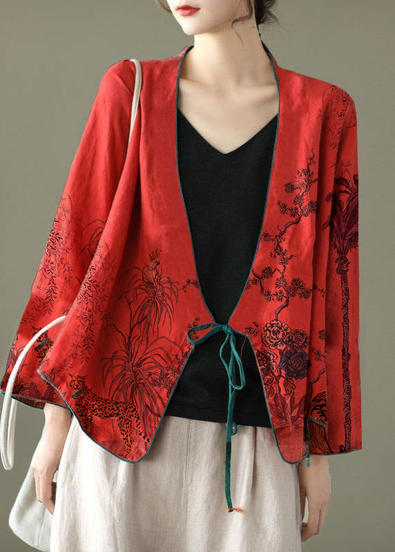 Crane Pattern Embroideried Long Sleeve Linen Shirt