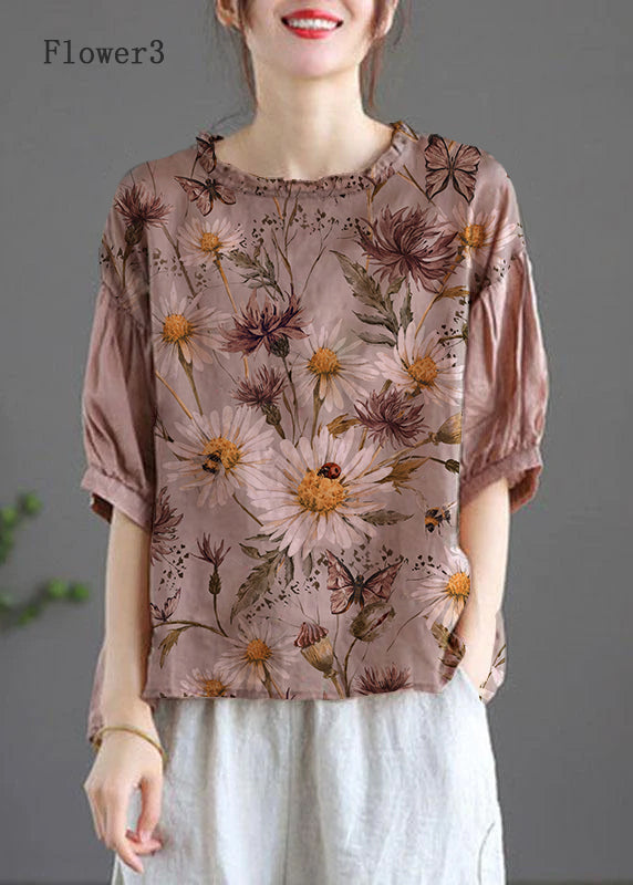 Modern Geometric Patterns Regular Embroideried Summer Half Sleeve