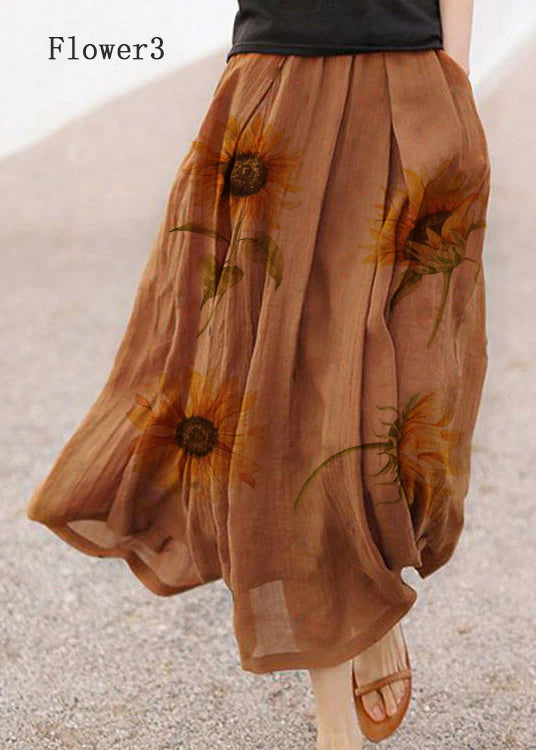 Retro Checkered Pattern Pockets Linen Skirt Summer