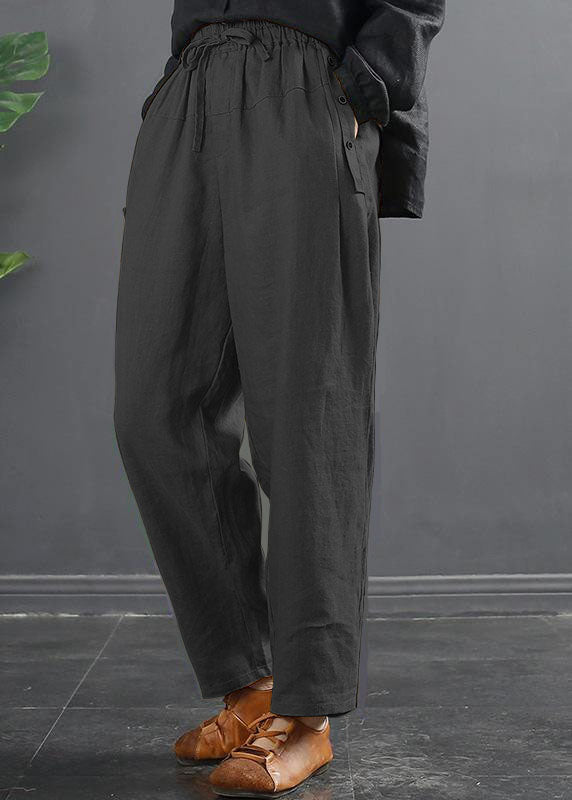 French Spring Wide Leg Pants Unique Dark Gray Inspiration Elastic Waist Wild Pants