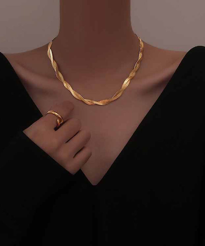 Gold Stainless Steel Alloy Double Layer Necklace
