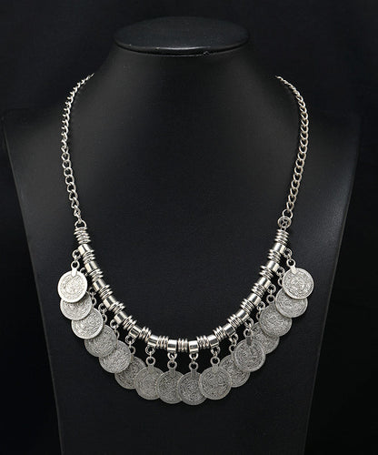 Silk Sterling Silver Tassel Coin Pendant Necklace