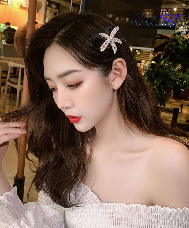 Alloy Zircon Pearl Starfish Two-piece Set Hairpin