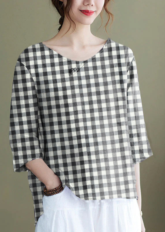 Diy Purple Crane Embroidered Side Open Half Sleeve Top