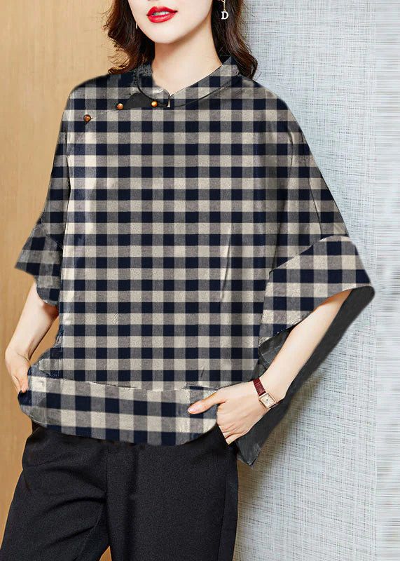White Text Mandarin Collar Asymmetrical Patchwork Jacquard Silk Shirts Batwing Sleeve
