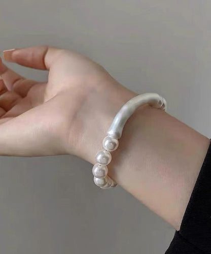 White Bamboo Joint Pearl Bracelet
