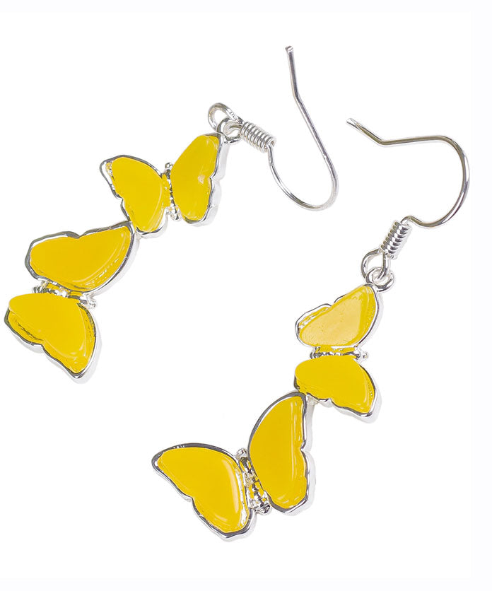 Yellow Sterling Silver Beeswax Butterfly Drop Earrings