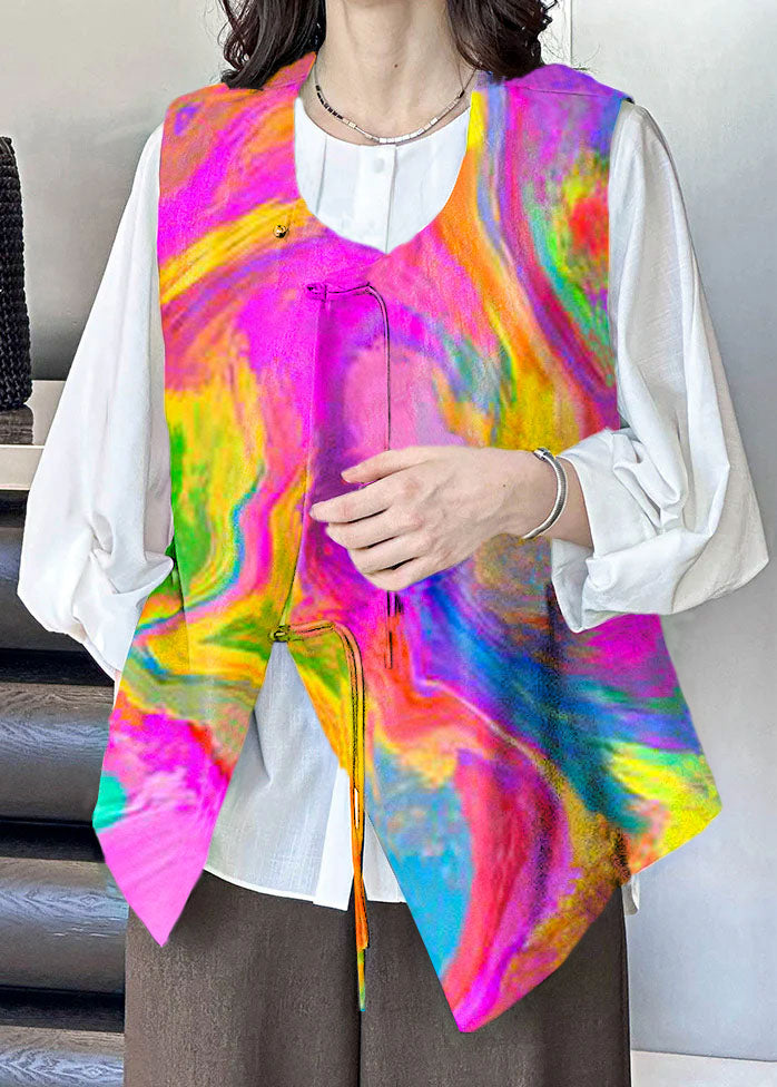 French Color Texture Button Cotton Waistcoat Sleeveless