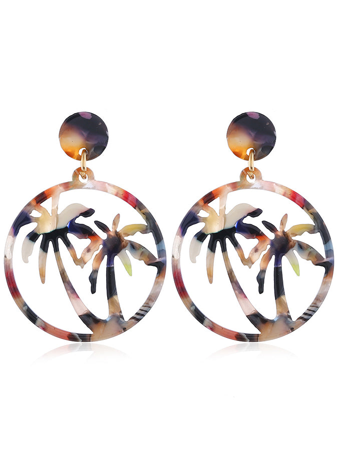 Coconut Tree Leopard Print Beach Earrings