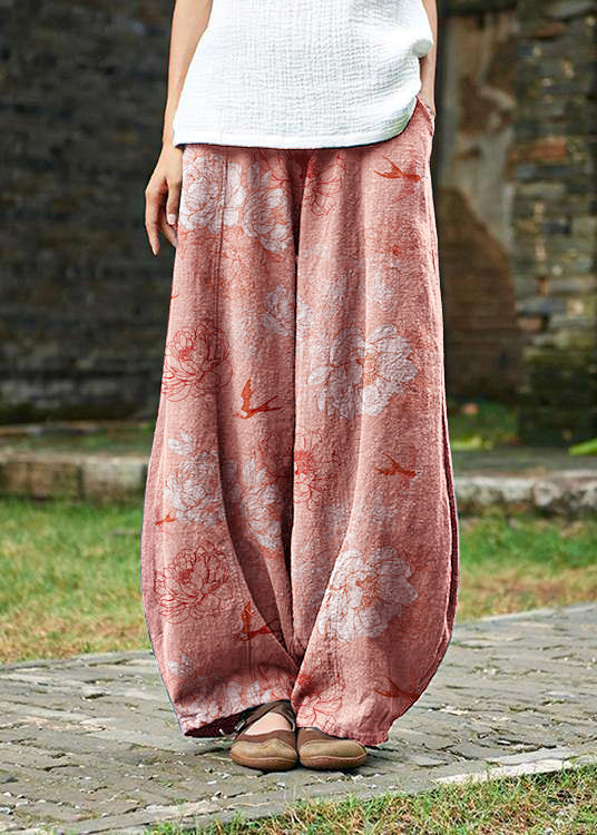 Cotton and Linen Chinese Style Ramie Wild Pants Yoga Navy Blue-dragon Pants