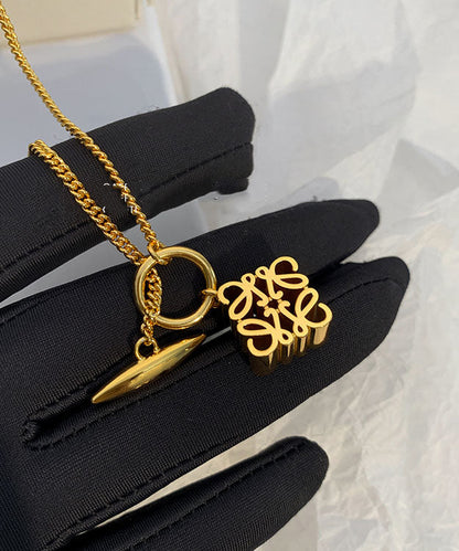 Classy Gold Copper Overgild 24k Gold Pendant Necklace