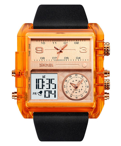 Orange Stainless Steel Sapphire Crystal Luminous Waterproof Electronic Watch