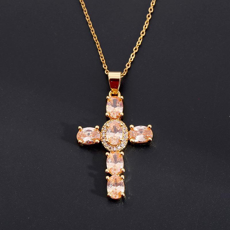 Colorful Gemstones Cross Necklaces