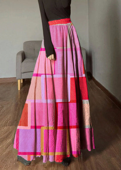 Apricot Elastic Waist Exra Large Hem Linen Skirts Spring