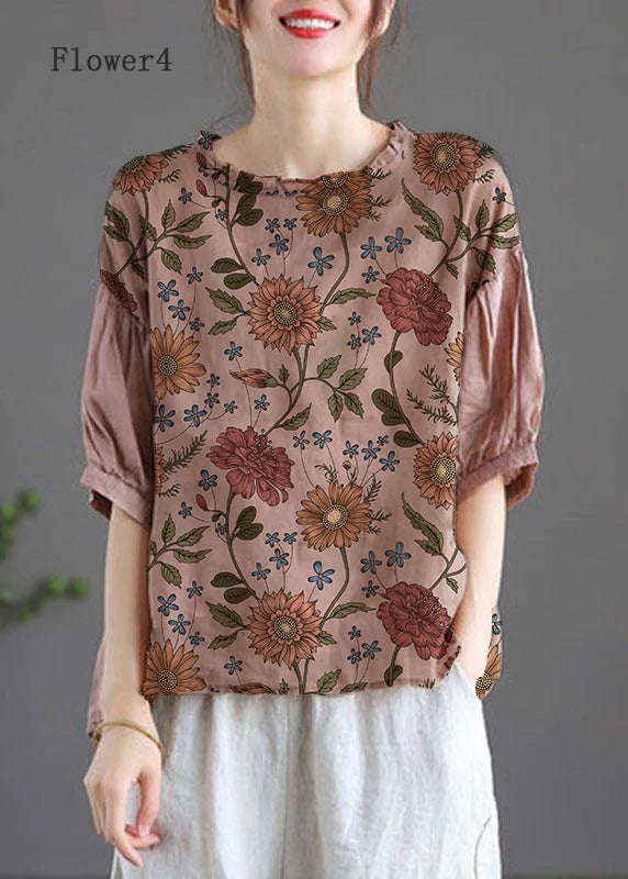 Modern Geometric Patterns Regular Embroideried Summer Half Sleeve