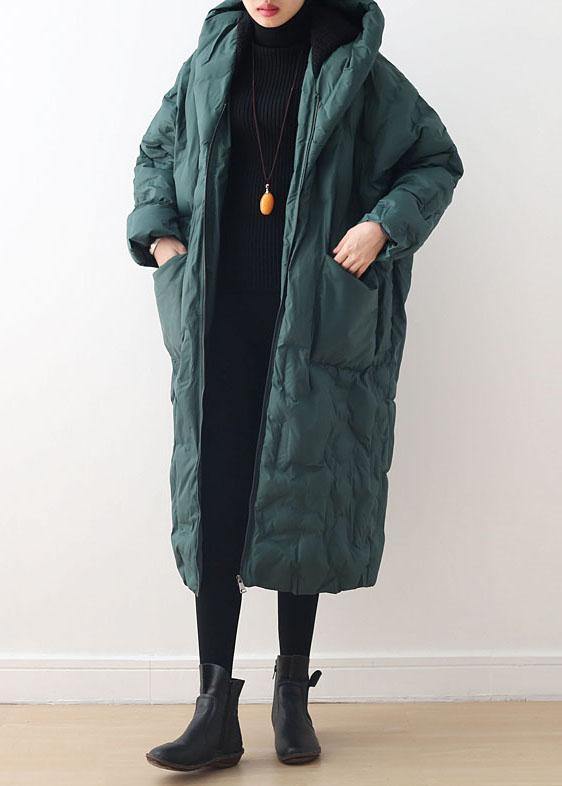 Blackish Green Warm Down Coat Oversize Overcoat