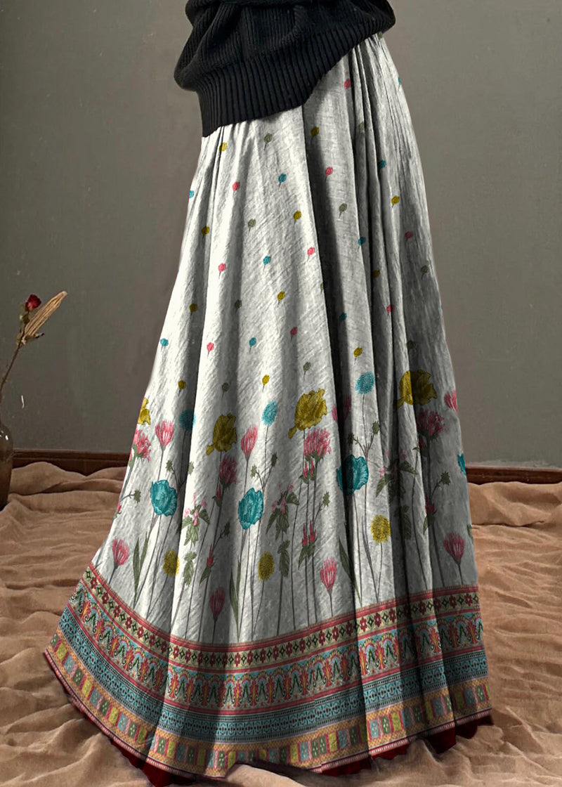 Unique Brown Polka Dots Elastic Waist Exra Large Hem Cotton Skirt Spring