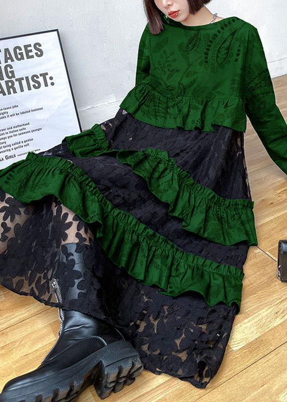 Sunflower Pattern Ruffles Fall Lace Dresses