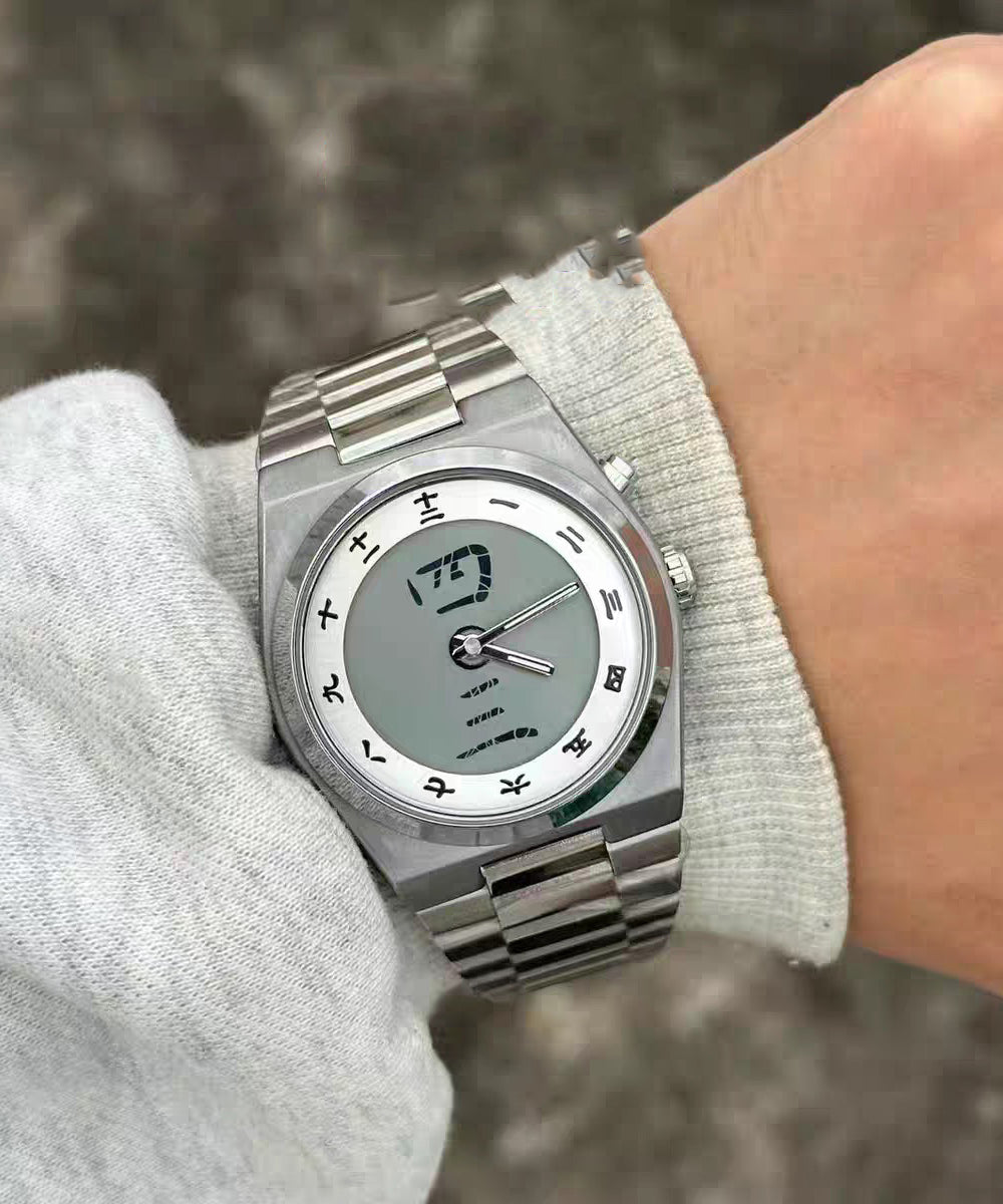 Vogue Red Stainless Steel Alloy Chinese Character Jumping Machinery Watches