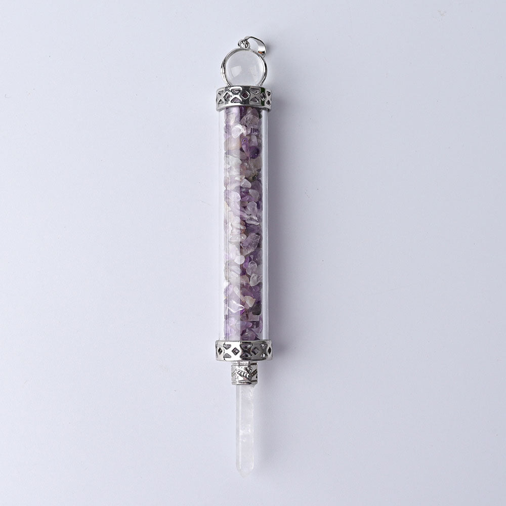 5 Inch Crystal Pendant Filled With Healing Chips
