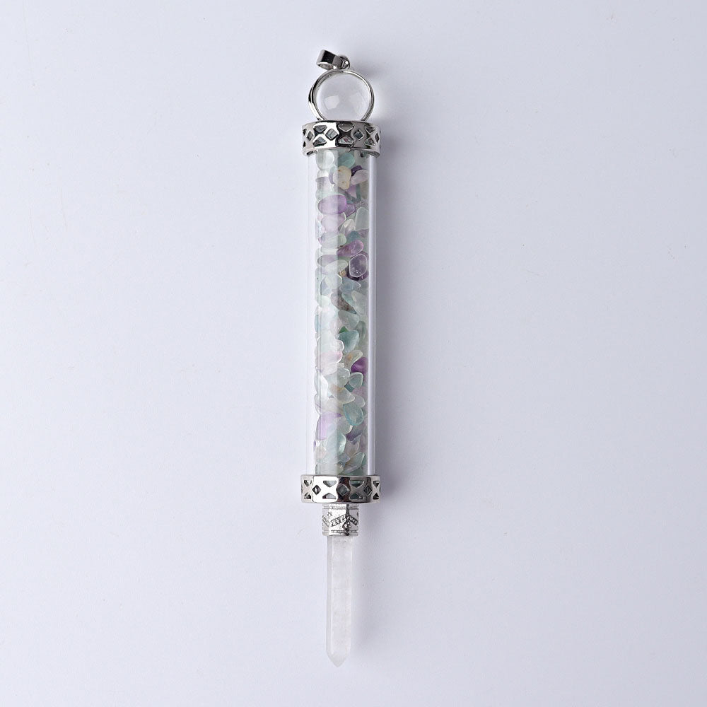 5 Inch Crystal Pendant Filled With Healing Chips