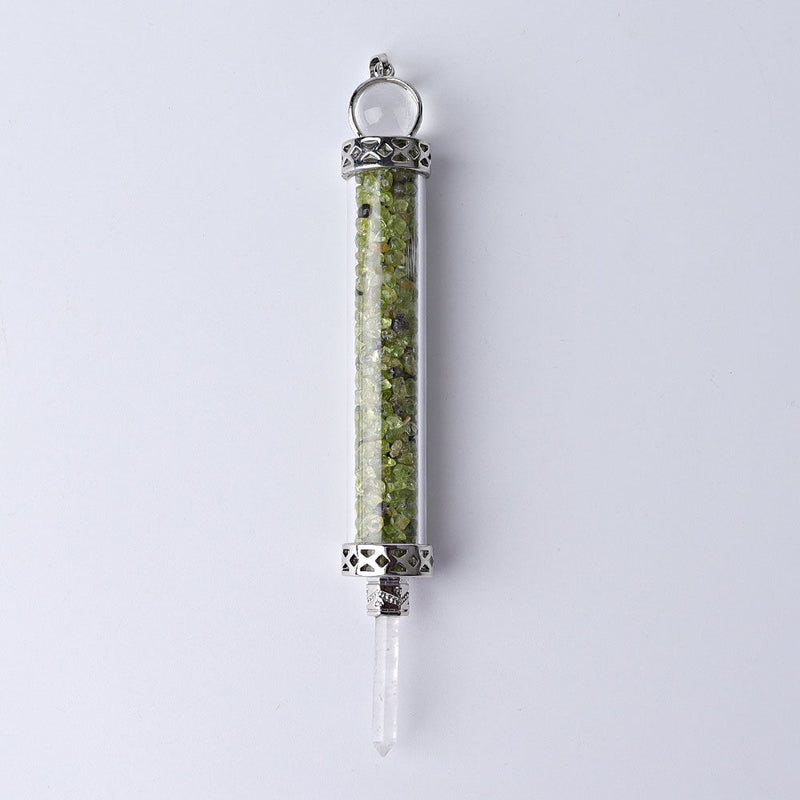 5 Inch Crystal Pendant Filled With Healing Chips