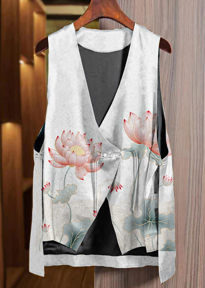 Loose Leopard Print Asymmetrical Button Silk Waistcoat Sleeveless